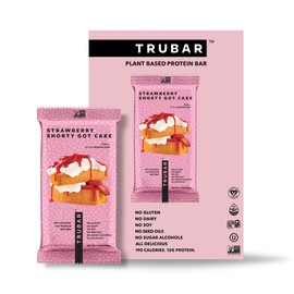 TRUBAR TRUBAR Vegan Protein Bar, Strawberry Shorty Got Cake, Gluten Free, Plant Based Protein, Dairy Free, Non GMO, Soy Free, No Sugar Alcohols, 12G Protein, 12G Fiber, 23G Carb, On the Go Snack Bars, 12 CT