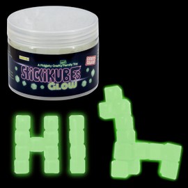 KOMARC GAMES StickiKubes, Mini Stacking Cubes That Stick to Anything, Non Toxic Kid Safe Sticky Blocks, Creative Construction Toy - 36 Cubes, 4 Colors, Display Easel