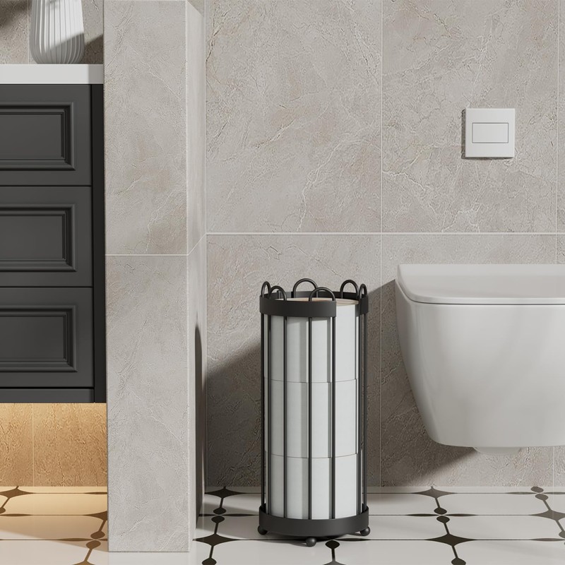 Epicano Toilet Paper Holder Stand, Freestanding Toilet Tissue Organizer, Minimalistic