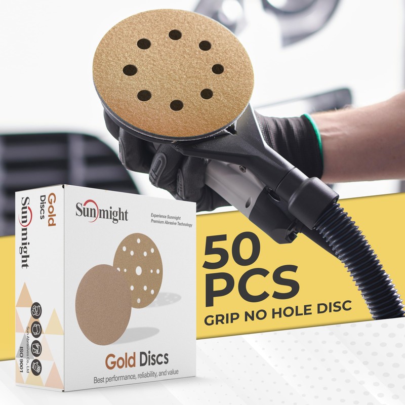 Sunmight Gold Grip 5 Inch 8 Hole Sanding Discs -