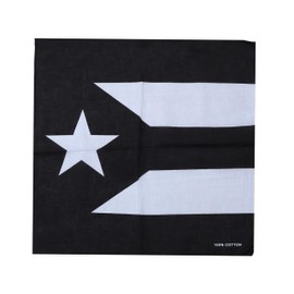 Motique Accessories Large Cotton Bandanas - Puerto Rican Flag- Black and White (Black White Puerto Rico)