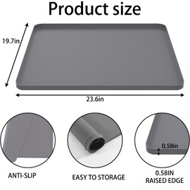 Bedside Commodes Mat, Bedside Toilet Floor Mat with Raised Edge for Floor Protector, Silicone Non-Slip Protective Mat for Under Commode Chair, Recyclable and Waterproof 23.6" x 19.7"