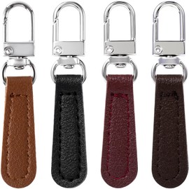 OIIKI 4pcs Leather Zipper Pull Replacement, Detachable Pull Zipper Tabs Fasteners, Repair Tab Cord Pullers Accessories for Jackets Bags Luggage Purses Backpacks Suitcase Clothing- 4 Colors