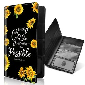 Sunflower Matthew 19:26 Passport Holder for Travel Essentials,Slim Travel Wallet RFID Blocking Card Case Cover Passport Cover,Passport Book Holders for Women/Men