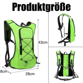 Lollanda Bicycle Backpack, Hiking Backpack, Small, Waterproof Backpacks for Men and Women, MTB Backpack for Cycling, Camping, Running, Green, （43*28*8)