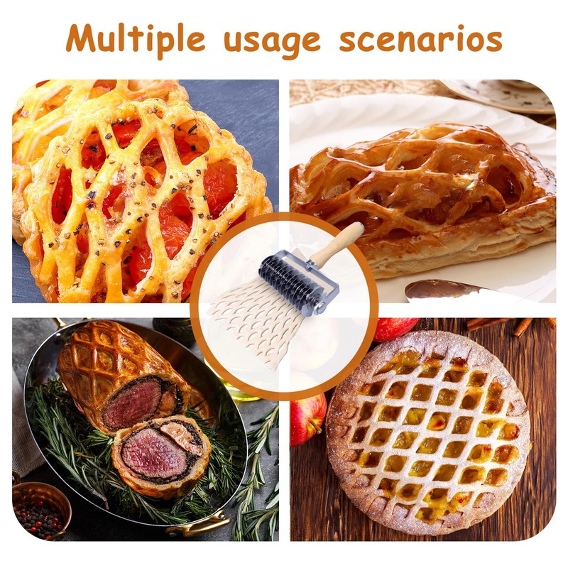 Stainless Steel Pastry Lattice Cutter, Lattice Dough Wheel Cutter with