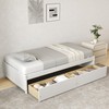 KOMFOTT Twin Size Wood Platform Bed Frame with 2 Storage