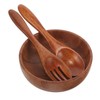 Ipetboom 1Set Wooden Salad Bowl Set Smooth Edge Acacia Wood