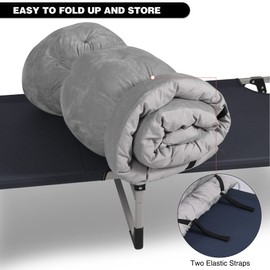 REDCAMP Folding Cot Pads for Sleeping Extra Thick, Soft Comfortable Velvet Cotton Camping Cot Mattress Pad for Backpacking Hiking, Grey 75x30 inches