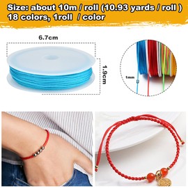 NAROSEBE 18 Rolls Cotton Cord 1 mm, Jewellery Tape, Cotton Cords, 10 m, Wax Ribbons for Crafts, Cotton Cord, Wax Cord, Jewellery Band, Wax Cord for Jewellery Making, DIY Crafts