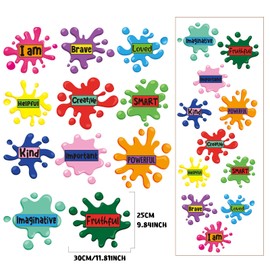 11 Sheets Inspirational Quotes Floor Decals,Ink Splatter Splotches Wallpaper Motivational Hopscotch Game Stickers Positive Saying Wall Decals for Classroom School Kindergarten Bedroom Nursery Floor