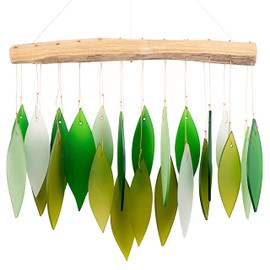 Spring Leaves & Driftwood Glass Chime (Wind Chimes)
