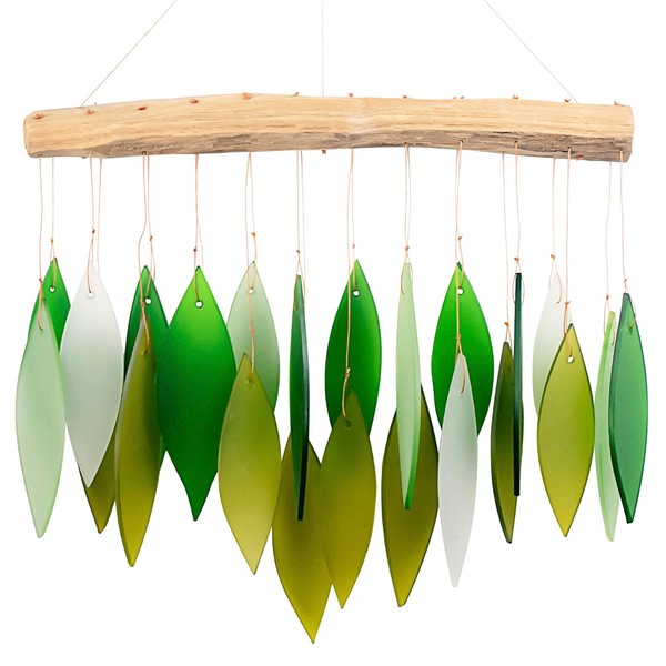 Spring Leaves & Driftwood Glass Chime (Wind Chimes)