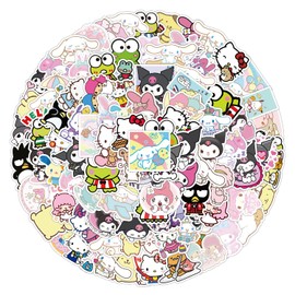 CAREOR 100Pcs Cute Cartoon Stickers, Vinyl Waterproof Cute Anime Cartoon Character Stickers for Teens Office Workers Crafts Gifts Laptop Bottles Guitar Luggage Snowboard