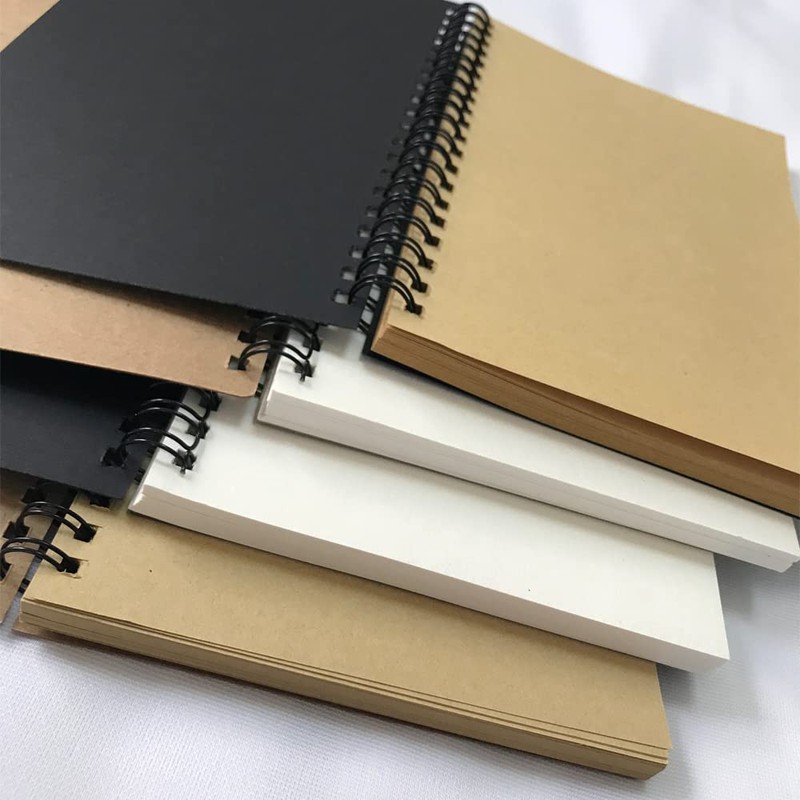ZAYOIZY Spiral Bound Sketch Book Kraft Paper Sketch Pad Unlined