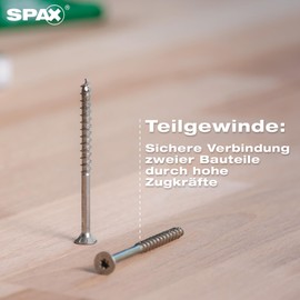 SPAX Wirox 8000000288289 Universal Screw, 5.0 x 90 mm, Pack of 90, Partially Threaded, Countersunk Head, T-Star Plus T20, 4CUT, Wirox