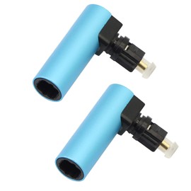 360 Degree Digital Fiber Optic Toslink Right Angle 90 Degree Female to Male Optical Audio Connector Adapter（Pack of 2,Blue)
