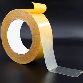 Double Sided Fabric Tape Heavy Duty Mounting Tape 1" x 33FT Resistente Clear Super Sticky Body Tape with Fiberglass Mesh High Tack Strong Adhesive for Fashion Clothes Carpet Arts