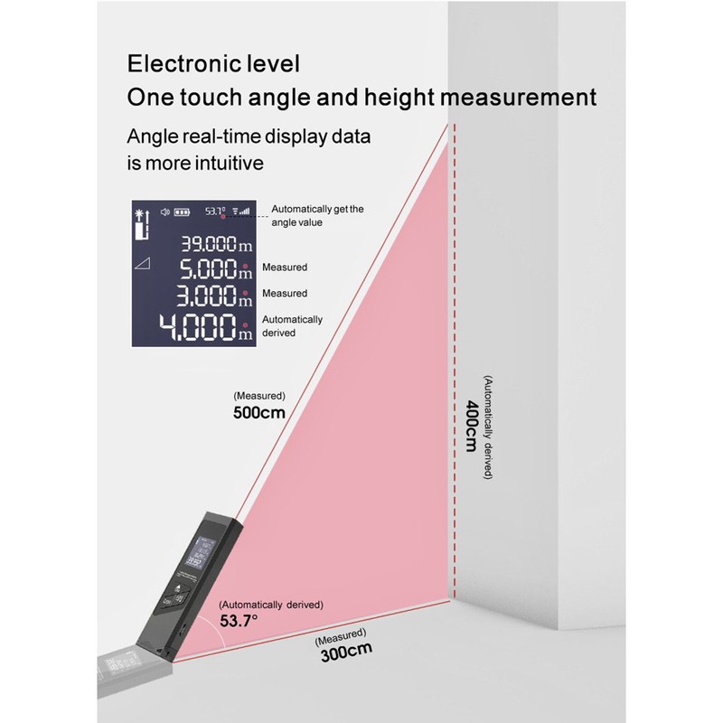 Laser Distance Measure with LCD Backlight 131 Feet High Accuracy