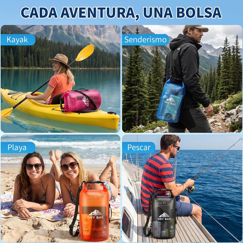 Bolsa Impermeable Seca 5L 10L，Con Funda Impermeable Para Celular，Correa Larga