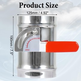 TA-VIGOR HVAC Duct 5 Inch Stainless Steel Backdraft Damper - Manual Adjustable Airflow Control Valve for Dryer Vent, Range Hood, Fans, Boiler Exhaust with Airtight Seal & Sleeve (1PC)