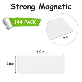 LDXDRU 144 Pcs Dry Erase Magnetic Labels, 4 x 2 Inch Magnetic Dry Erase Labels, Reusable Multipurpose Magnet Labels for Whiteboard Classroom Office Home Fridge White