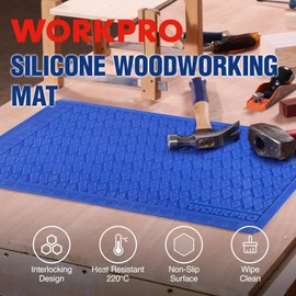 WORKPRO Silicone Glue Mat, Non-Stick Heat Resistant Silicone Pad | Built-in Measurement Grid & Anti-Slip Surface for Resin, Epoxy, Crafts, Woodworking,