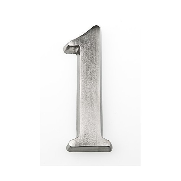 Huber House Number 1 Anodised Aluminium 10 cm, Elegant 3D