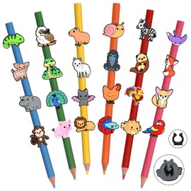 50PCS Pencil Toppers Cute Animals Pencil Charms Decoration Bulk Sea Animals Pen Charms PVC Pen Toppers DIY Cat and Dog Pencils Clips Accessories for Classroom Students gifts Party Awards