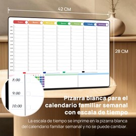 POPRUN Pizarra Calendario Magnetico Nevera 42 x 28 cm - en