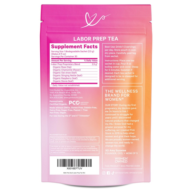 Pink Stork Labor Prep Tea, Organic Red Raspberry Leaf with
