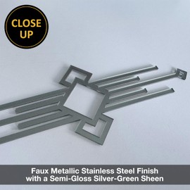 LiveInUrban Art Deco Faux Metal Spray Paint Effect Decorative Knob Overlay, Acrylic Plastic Peel and Stick Handle Ornament for Walls Cabinet Furniture, Silver Diamond Lines, 7.87" X2.99X4PCS