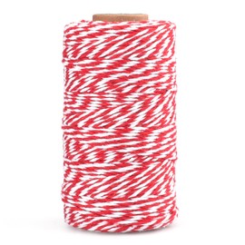jijAcraft Red and White Twine, 2MM Cotton Bakers String, 328Ft Holiday Crafts String, Gift Wrapping Twine for Christmas, Mothers Day, Birthday, Wedding