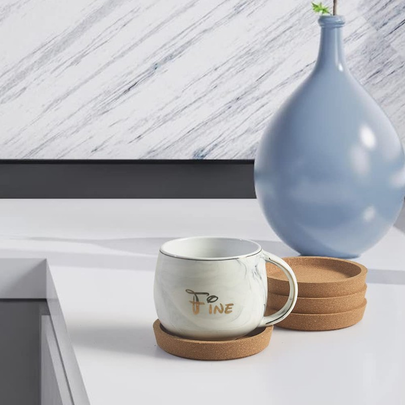 ionEgg Cork Coasters, Etra Thick with Rising Rim Reusable Absorbent