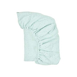 KraftKids Fitted Sheet Muslin Golden Dots on Green 100% Cotton Size 140 x 70 cm Handmade Mattress Cover Made in the EU