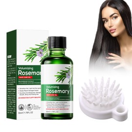 Rosmarinöl für Kopfhaut und Haare+Silikon Kopfhaut Massagebürste, Stärkendes für Gesundes Haarwachstum, Nährt die Kopfhaut, Befreit von Juckender und Trockener Kopfhaut Haarpflegeöl