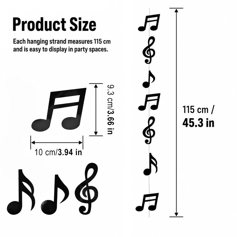 8 Pcs Music Notes Party Decorations, Musical Note Hanging Swirl,