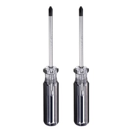 sourcing map 2pcs Magnetic Phillips Screwdriver 5x75mm Rod PH2 Carbon Steel Cross Head Screw Driver with Non-Slip Handle for Appliances Repair Improvement, Black