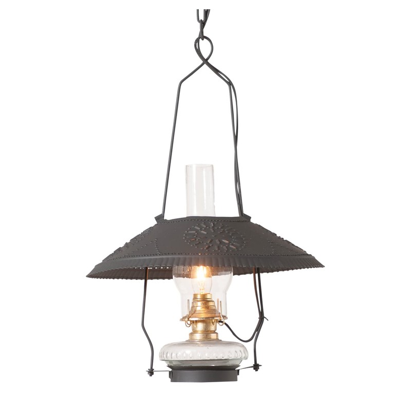 Irvin's Tinware, K17-67SM, Store Lamp in Smokey Black, Rustic Country