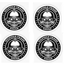 4 pcs Oilfield Trash Construction Worker Texas, Hard Hat Sticker Decal, Helmet Label Funny