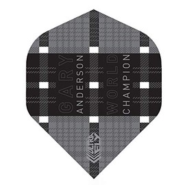 Unicorn UltraFly Dart Flights | Gary Anderson World Champion Black Tartan Design | Big Wing Shape| Ultra Durable 100 Micron Polyester PET