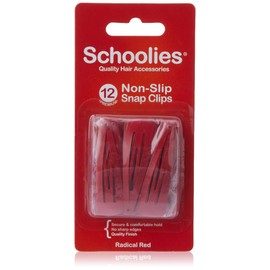 Schoolies Hair Accessories Non Slip Snap Clips 12 Pieces, Radical Red
