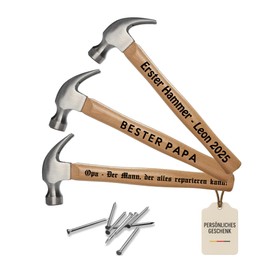 Personalisierter Hammer mit Gravur | Geschenk für Papa, Opa, Männer | Vatertagsgeschenk, Geburtstagsgeschenk, DIY Werkzeug, Hammer mit Namen | Individuelles Männergeschenk | (Klauenhammer)
