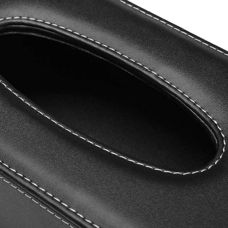 PU Leather Tissue Box Holder Black Tissue Holder for Bathroom