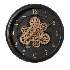 Clockswise 16'' Industrial Exposed Rotating Gear Wall Clock Steampunk Aesthetic with Vintage-Inspired Design Rustic Accents & Mechanical Charm Perfect for Living Room Bedroom Office or Entryway Décor
