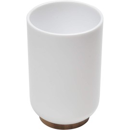 EVIDECO PadangW Bathroom Water Tumbler Cup Padang 10 FL-Bamboo Base, 2.18 L x 2.18 W x 4.50 H, White,Brown