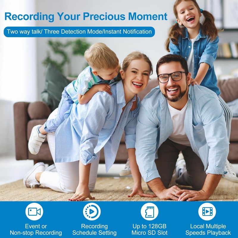 Security Camera Indoor 1296P FreshLink Upgraded 2K Pan/Tilt 345° Motion