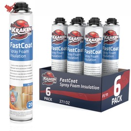 Kraken Bond Fastcoat Fire Rated Spray Foam Insulation (6x27.1 oz.) Closed Cell Expanding Polyurethane Foam - Heat and Acoustic Insulation, Gun & Cleaner Not Includes, 120 Board Ft, 6 Pack