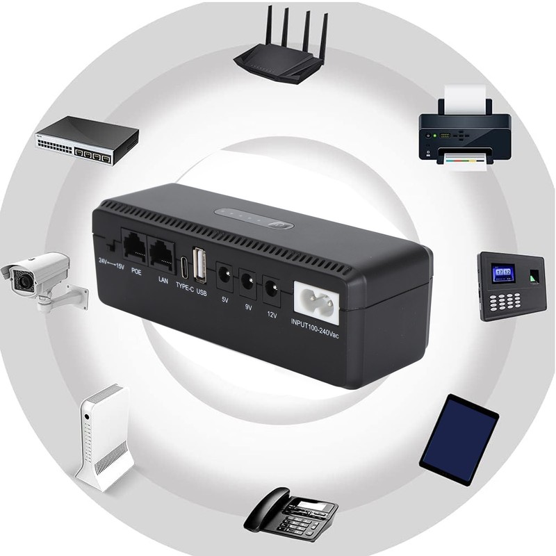 8800mAh UPS Battery Backup POE 15V 24V Port USB 5V