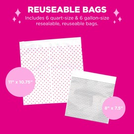 Miamica Dots & Stripes, Fuchsia & Navy, 12 Pack